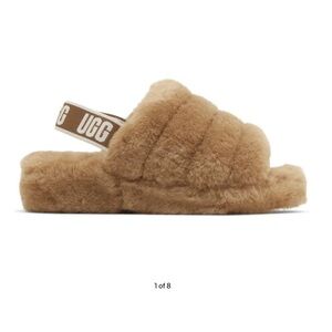 UGG Tan Fluffy Slides